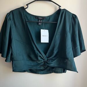 Forever 21 dark green medium crop